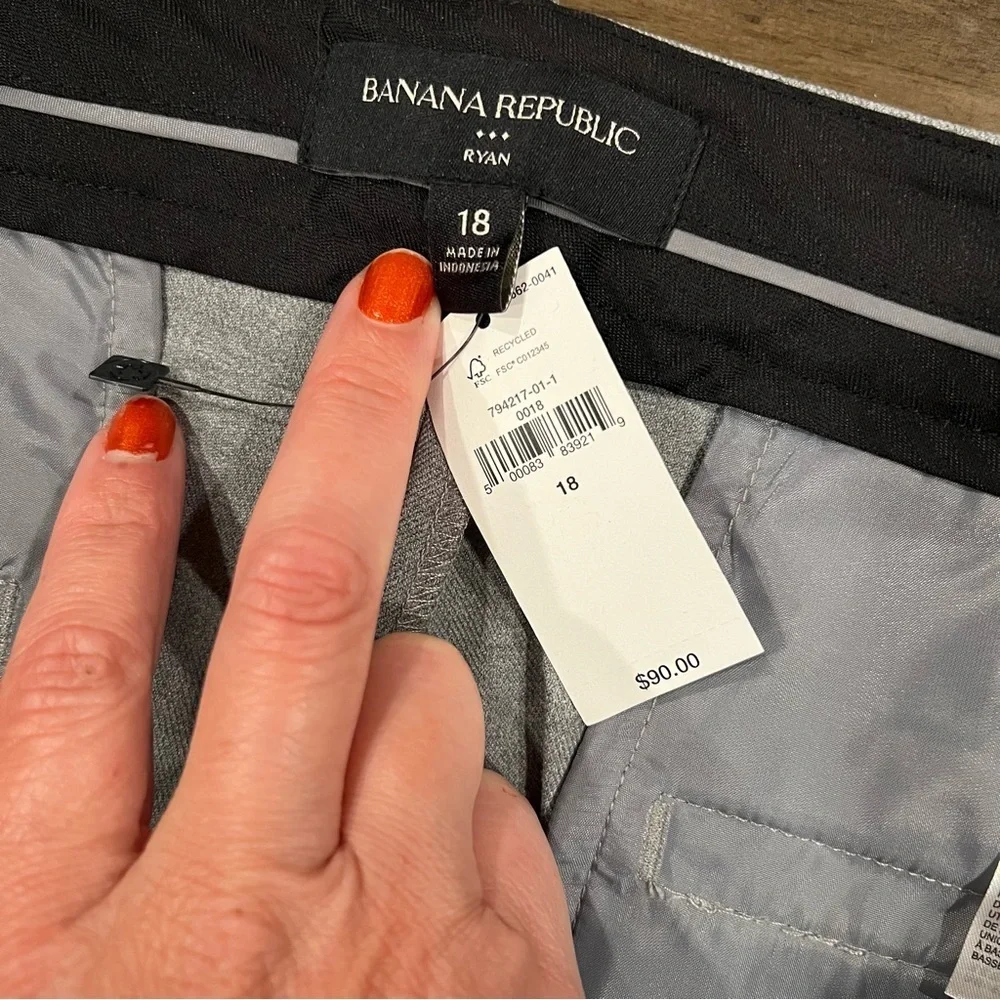 New Banana Republic Grey Heather Ryan pant Size 18 16 Slim Fit straight leg BR28 - Picture 14 of 15